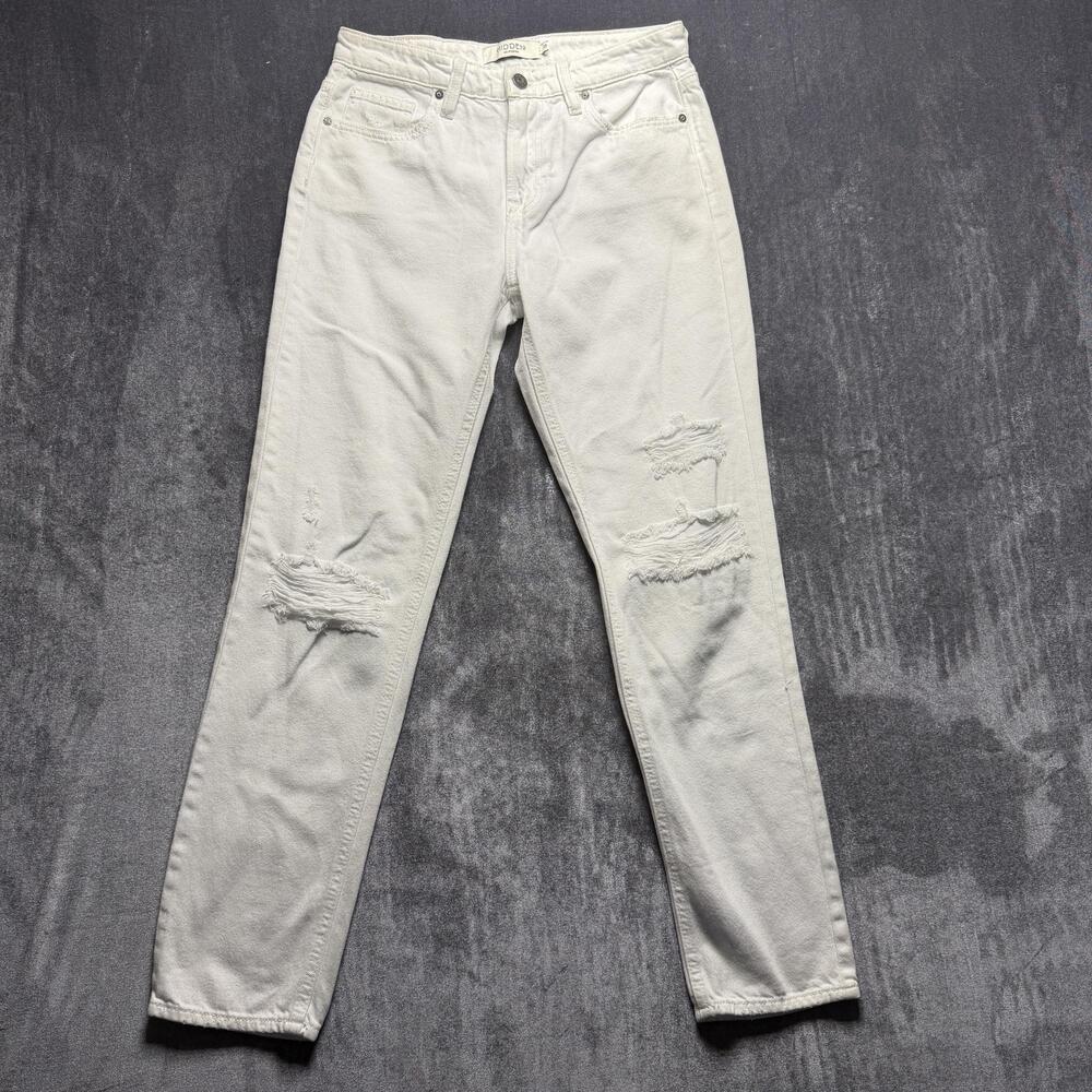 Hidden Jeans Womens 25 White High Rise Relaxed Boyfriend Distressed Denim Pants